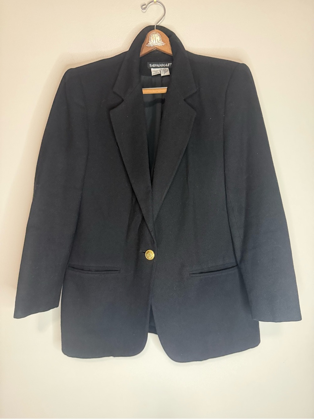 Savannah Vintage wool women’s Black Single-Button Blazer in size 10